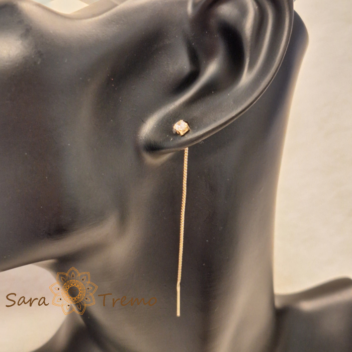 Cercei Crystal Line – Cristal alb 6 cm placati aur 18K Brazilia [5]