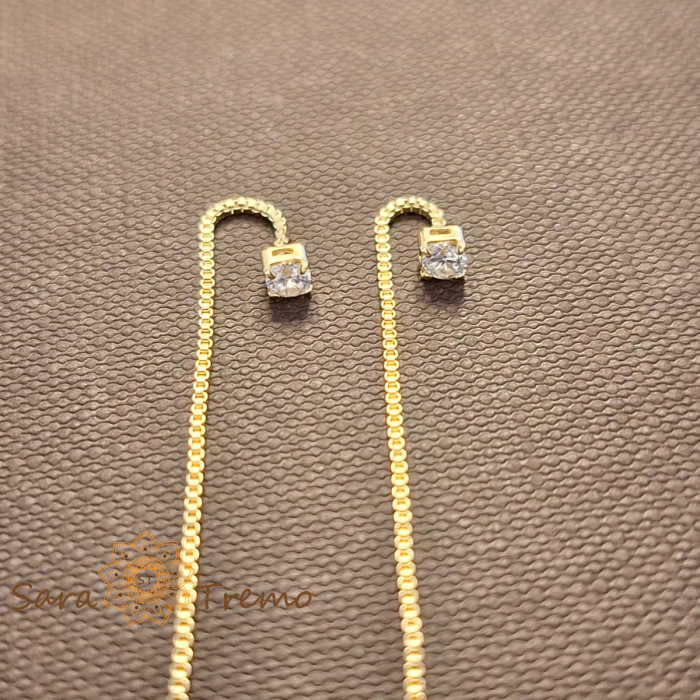 Cercei Crystal Line – Cristal alb 6 cm placati aur 18K Brazilia [4]