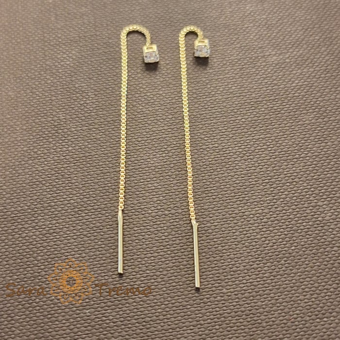 Cercei Crystal Line – Cristal alb 6 cm placati aur 18K Brazilia [2]