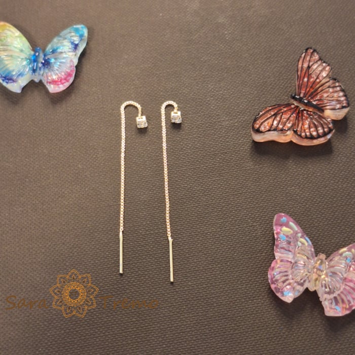 Cercei Crystal Line – Cristal alb 6 cm placati aur 18K Brazilia [6]