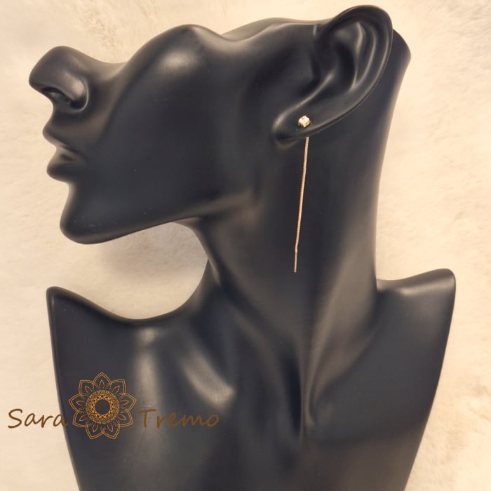 Cercei Crystal Line – Cristal alb 6 cm placati aur 18K Brazilia [3]