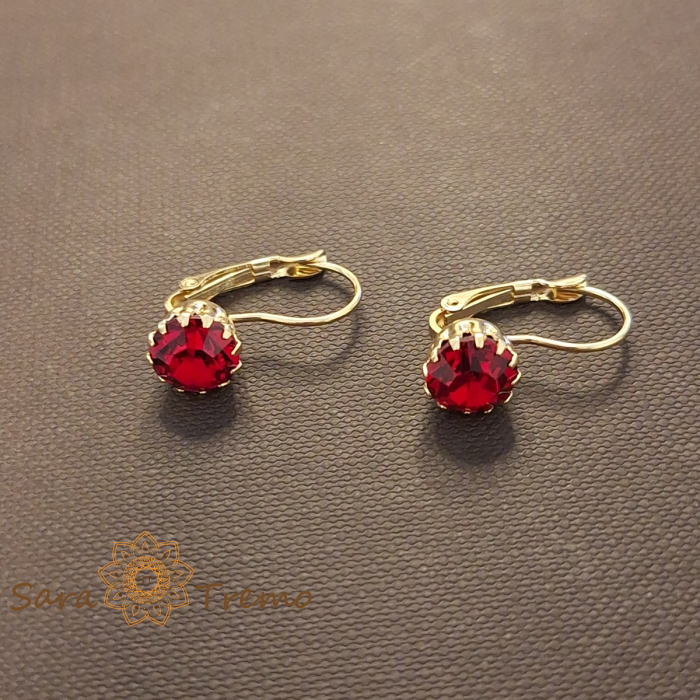 Cercei Passion – Cristale rosii placati aur 18K Brazilia [3]