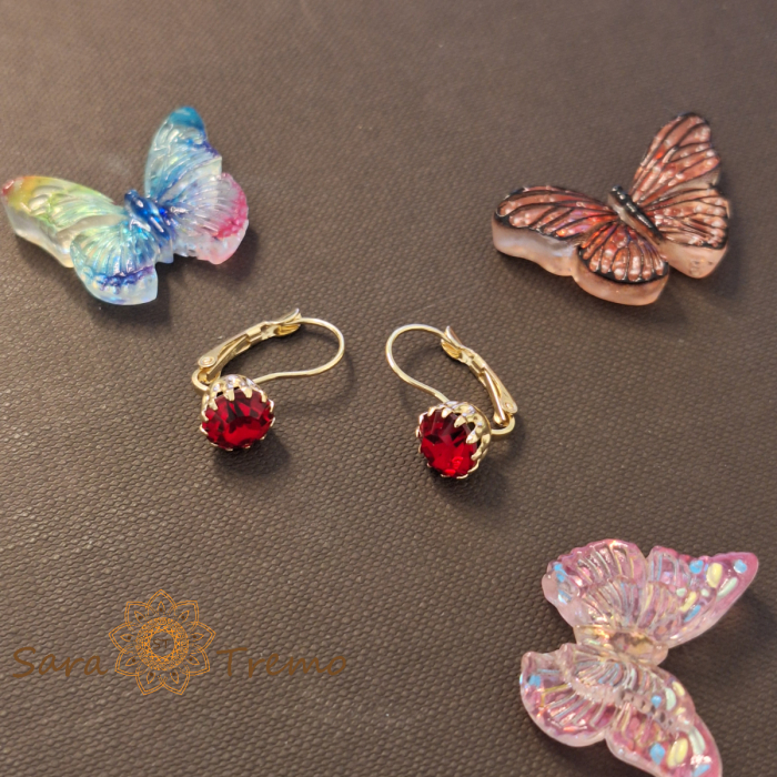 Cercei Passion – Cristale rosii placati aur 18K Brazilia [5]