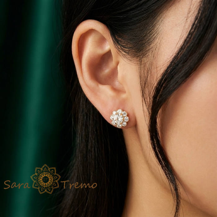 Cercei Steaua Diamantului – Cercei Tip Tija placati 18K Brazilia, zirconia [3]