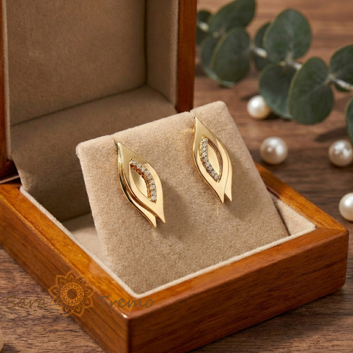 Cercei Privirea Aurie – Cercei cu tija placati 18K Brazilia [2]