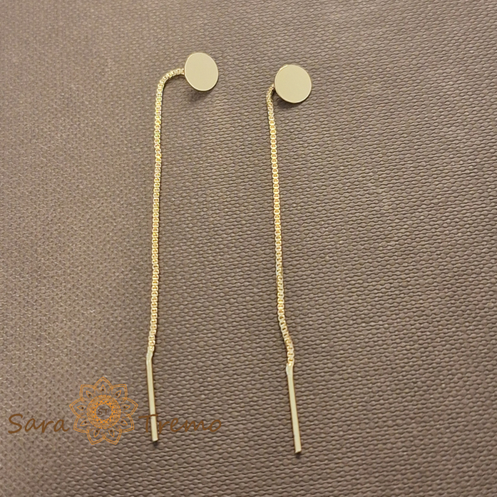 Cercei Linear – placati aur 18K, 6 cm, Brazilia [2]