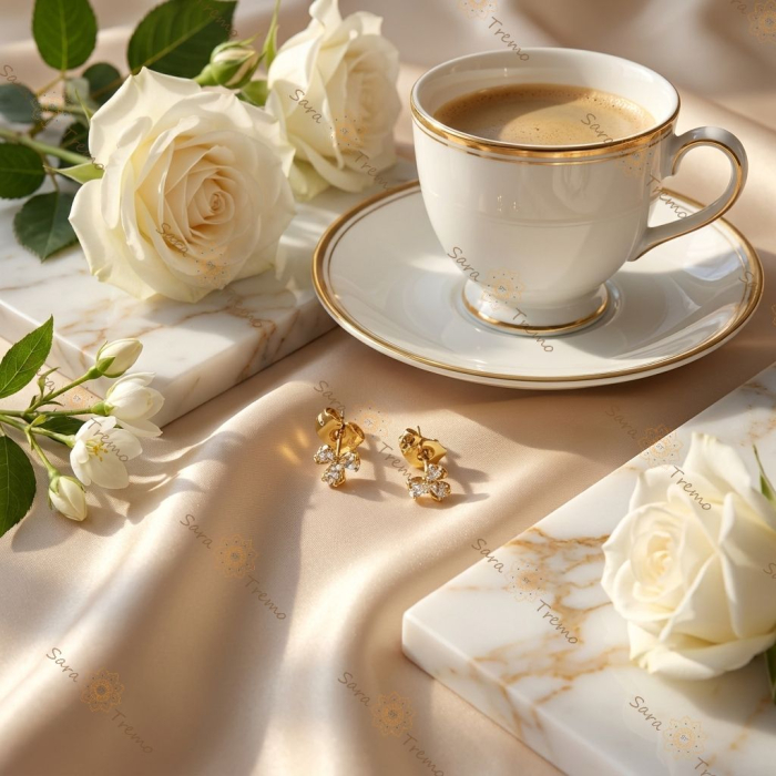 Cercei Floricica Delicată – Cercei placați 14K [3]