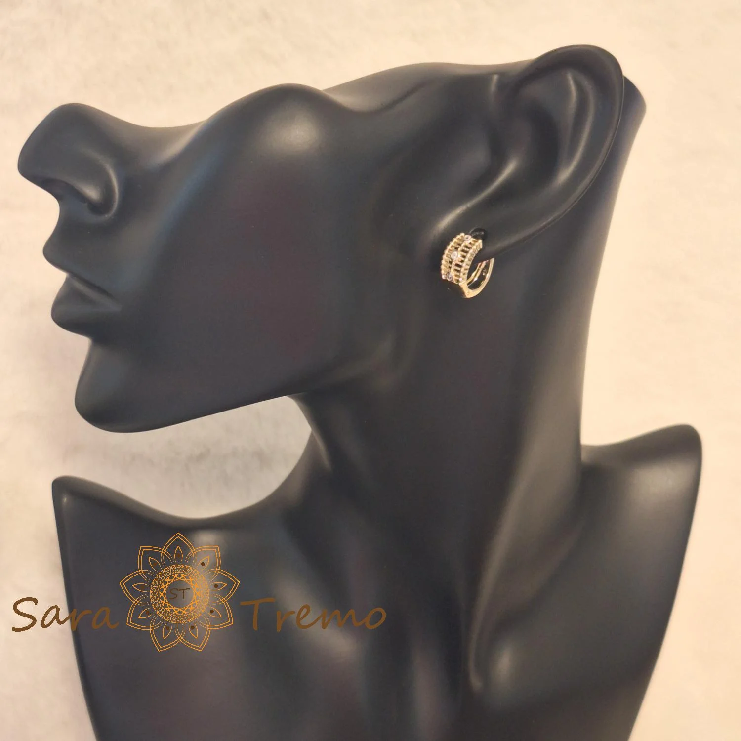 Cercei Aura Finului – Creole mici cu cristale zirconia placate 14K 1 cm [2]