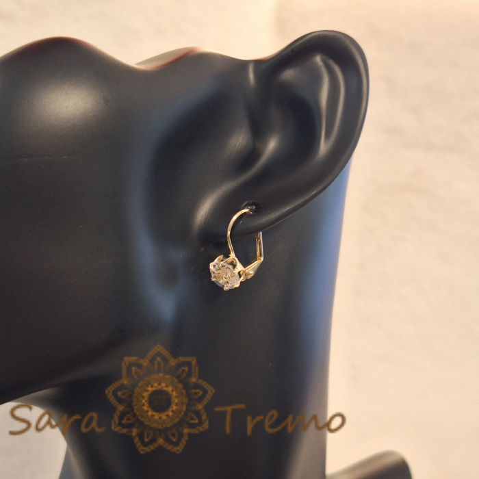 Cercei clasici placati cu aur – Cristal zirconia alb-crem, eleganță atemporală [5]