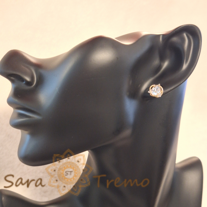 Cercei model nou cu cristal zirconia mare – Montură placată cu aur [5]