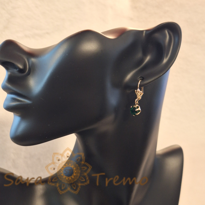 Cercei placati cu aur, 2.5 cm – Cristal zirconia verde [5]