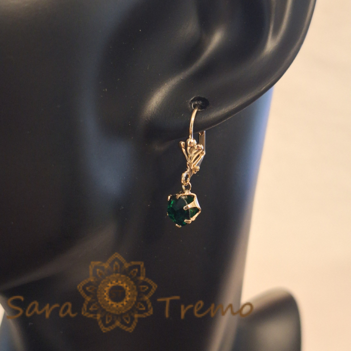 Cercei placati cu aur, 2.5 cm – Cristal zirconia verde [6]