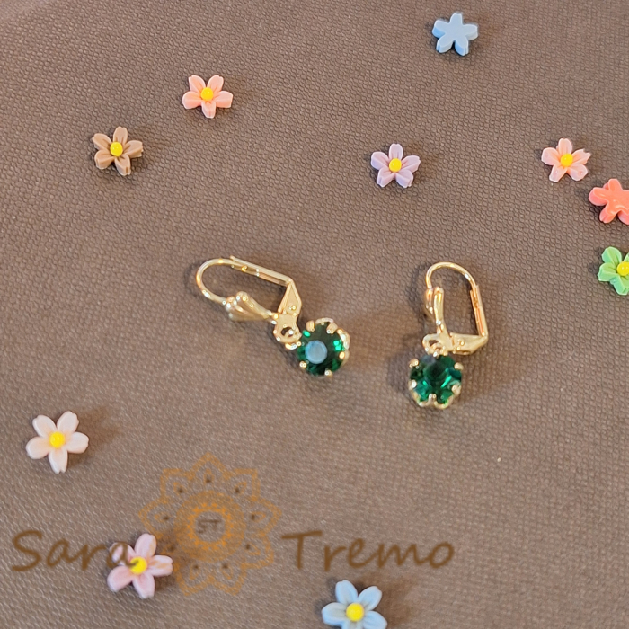 Cercei placati cu aur, 2.5 cm – Cristal zirconia verde [3]