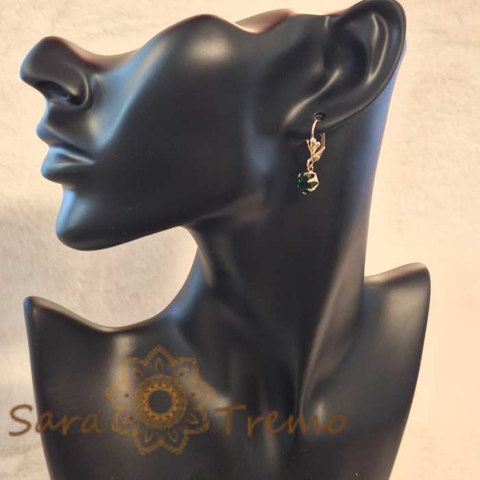 Cercei placati cu aur, 2.5 cm – Cristal zirconia verde [4]