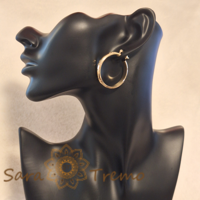 Cercei rotunzi 3.5 cm, cu gravură florală elegantă [5]