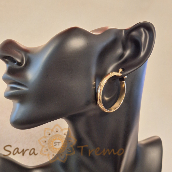 Cercei rotunzi 3.5 cm, cu gravură florală elegantă [6]