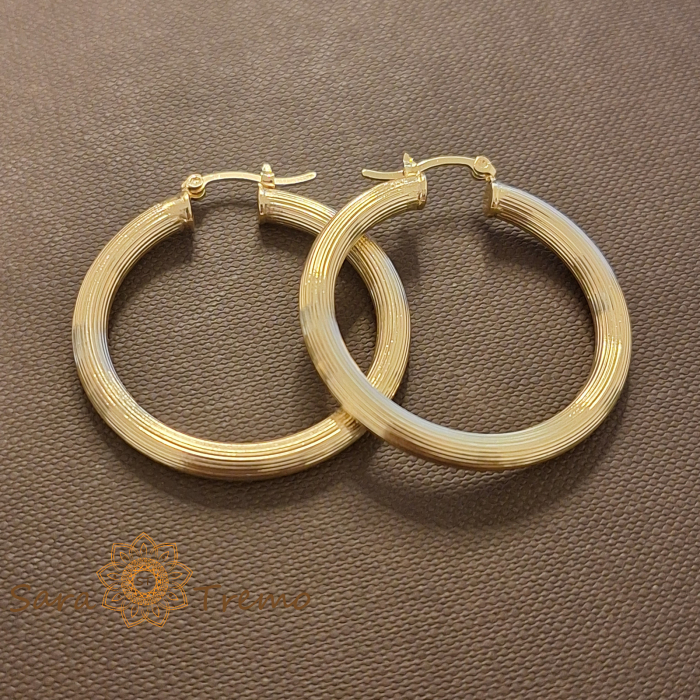 Cercei rotunzi "Aurora" 3.5 cm, placati cu aur 18K, Brazilia [1]