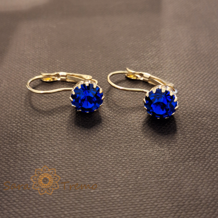 Cercei Indigo Royal – Cristale indigo placati aur 18K Brazilia [3]