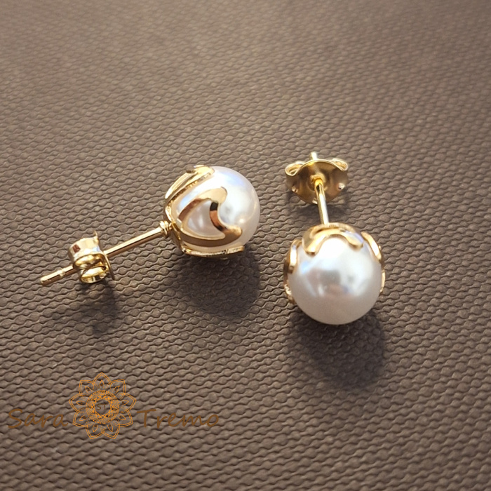 Cercei Pearl Grace – Perla alba placati aur 18K Brazilia [1]