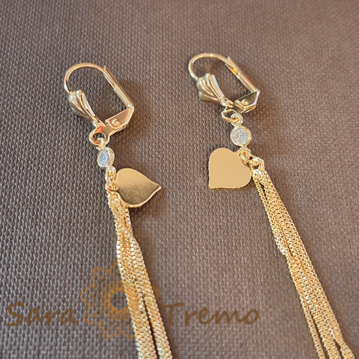 Cercei lungi de ocazie, 11 cm, cu 5 fire și charm inimioară [2]