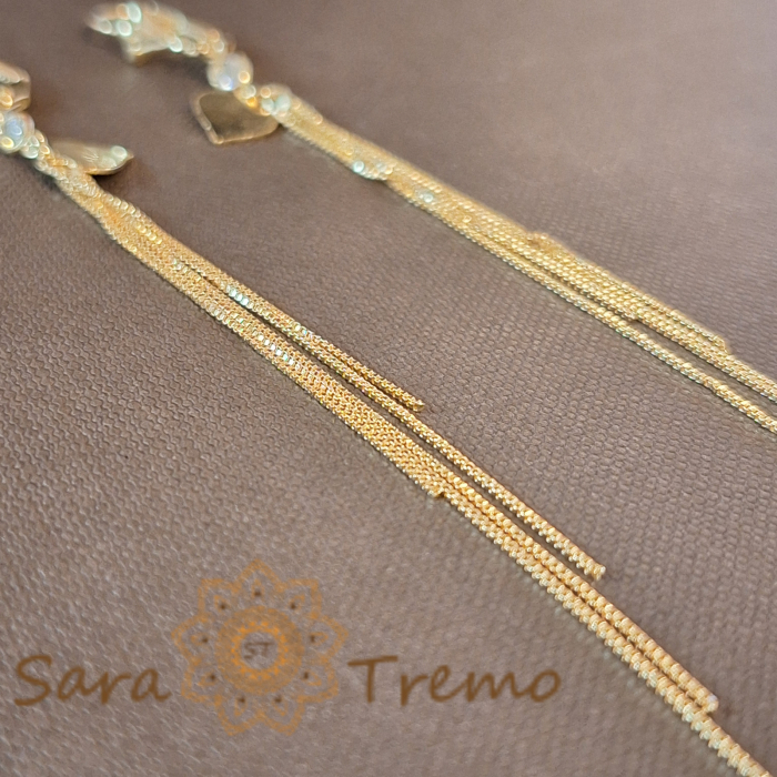 Cercei lungi de ocazie, 11 cm, cu 5 fire și charm inimioară [4]