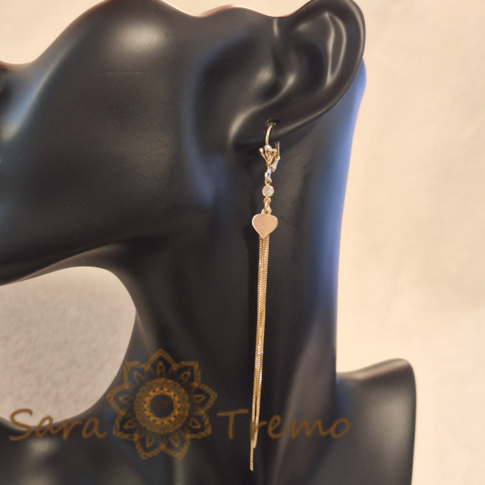 Cercei lungi de ocazie, 11 cm, cu 5 fire și charm inimioară [8]