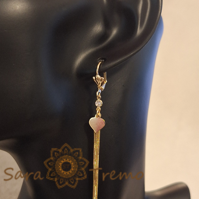 Cercei lungi de ocazie, 11 cm, cu 5 fire și charm inimioară [9]