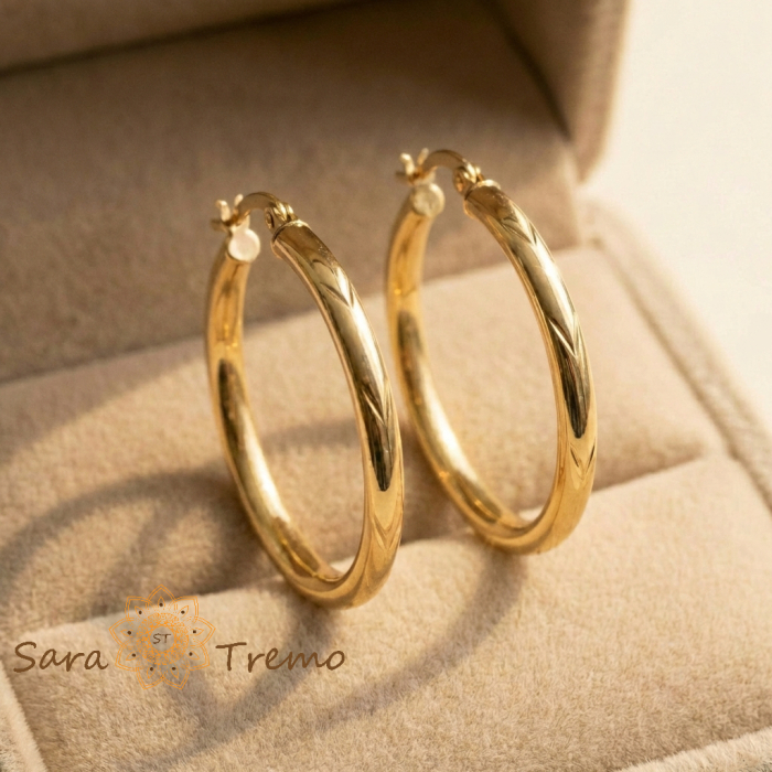 Cercei Cerc – Cercei rotunzi placati 18K Brazilia, 2.5 cm, model clasic [2]