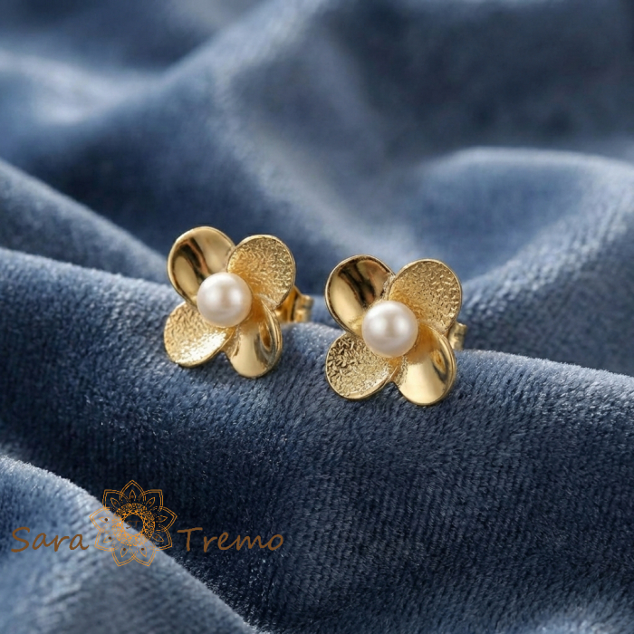 Cercei Floarea Perlei – Cercei cu tija placati 18K Brazilia [2]