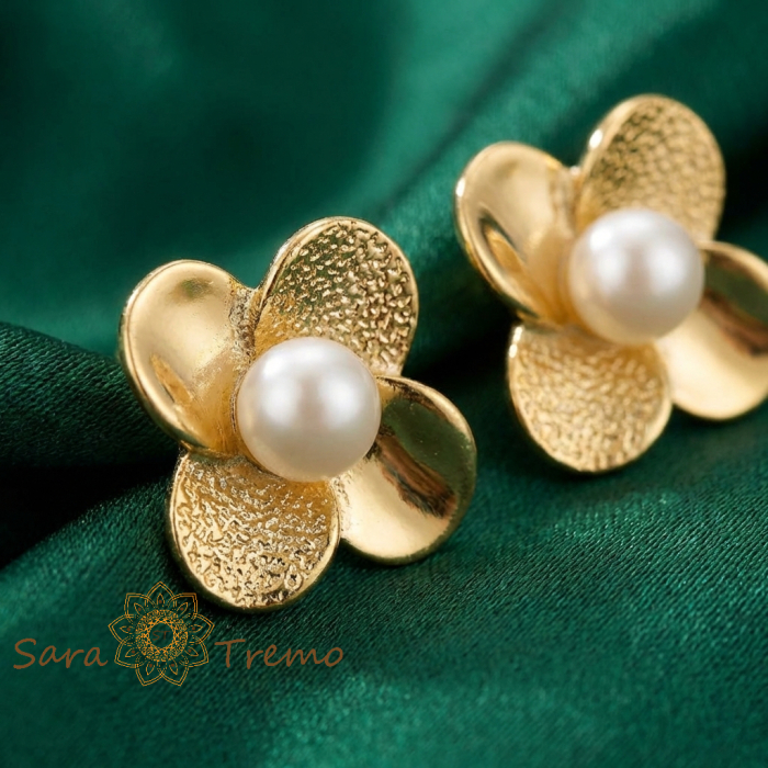 Cercei Floarea Perlei – Cercei cu tija placati 18K Brazilia [3]