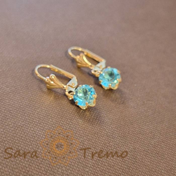 Cercei placati cu aur 18K și cristal zirconia bleu ca cerul senin [2]