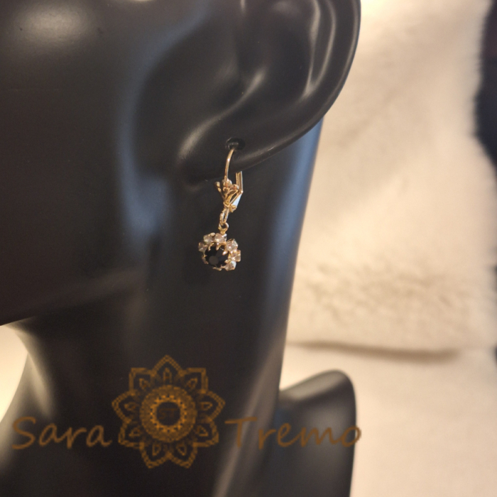 Cercei placati cu aur cu cristale zirconia negre [5]
