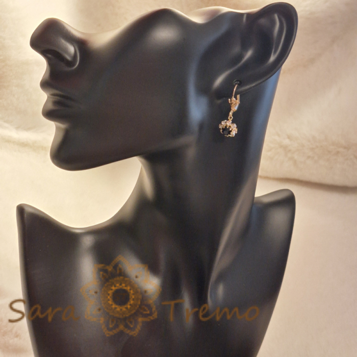 Cercei placati cu aur cu cristale zirconia negre [3]
