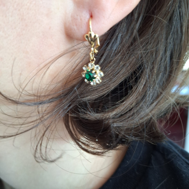 Cercei placati cu aur cu cristale zirconia verzi [7]