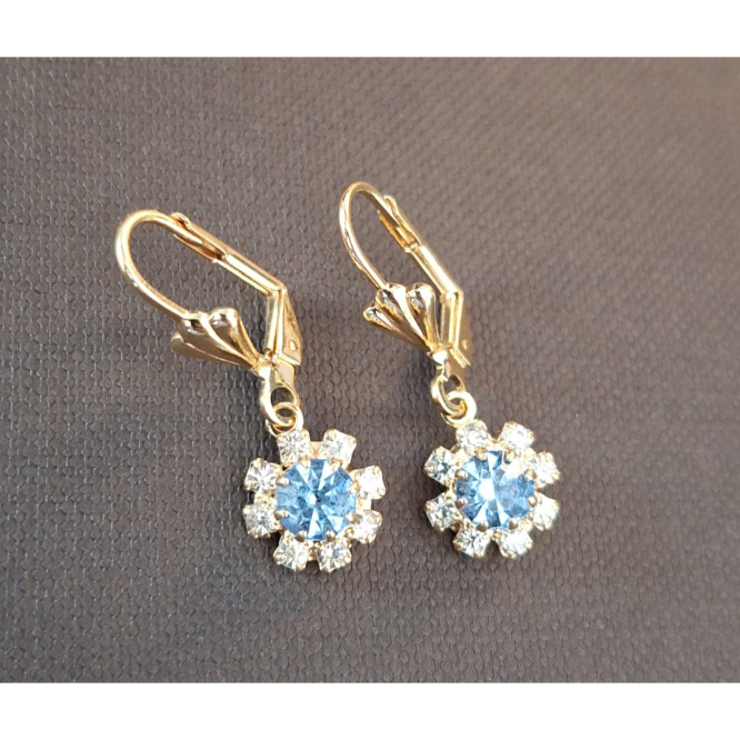 Cercei placati cu aur cu cristale zirconia bleu [2]