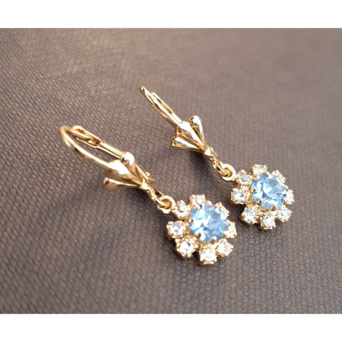 Cercei placati cu aur cu cristale zirconia bleu [3]