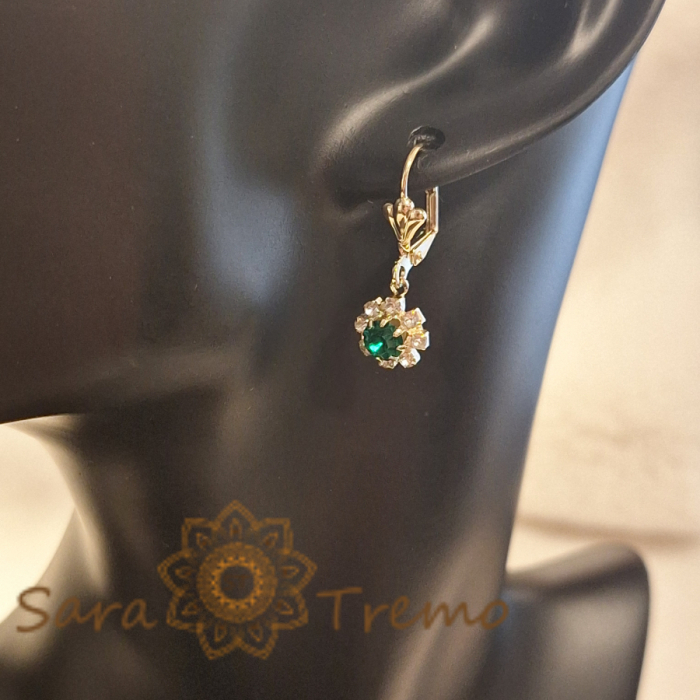 Cercei placati cu aur cu cristale zirconia verzi [6]