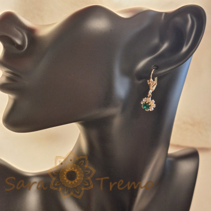 Cercei placati cu aur cu cristale zirconia verzi [5]