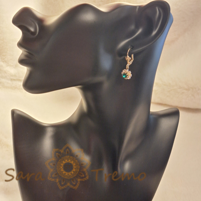 Cercei placati cu aur cu cristale zirconia verzi [4]