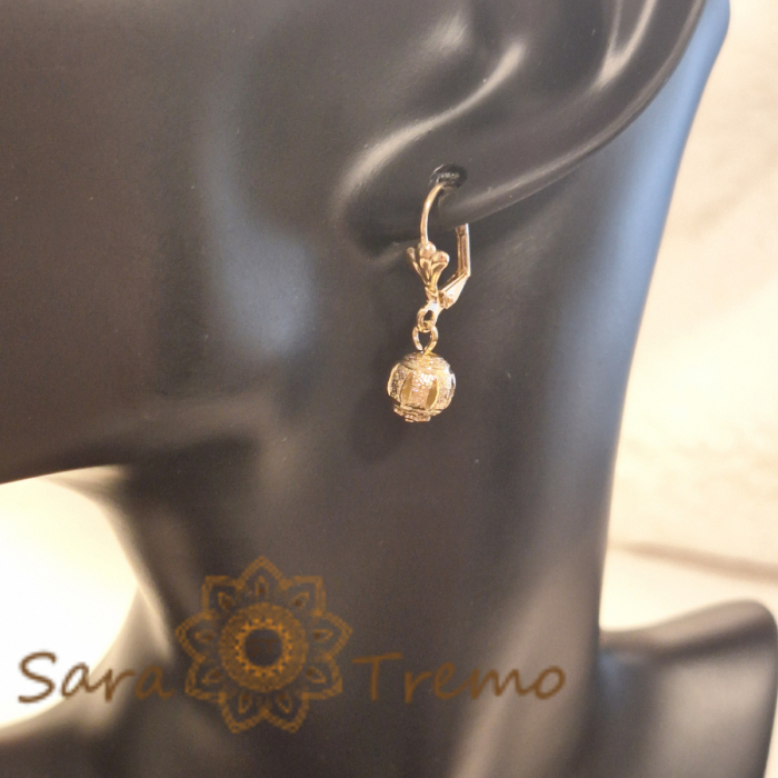 Cercei placati cu aur Golden Globe - model cu frunze decupate [5]
