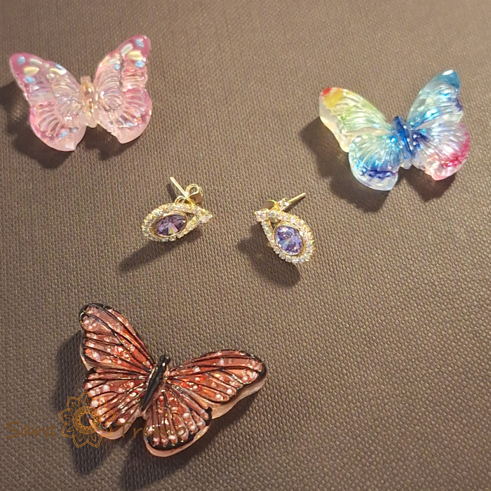 Cercei placați cu aur – formă picătură, cristal zirconia mov [5]