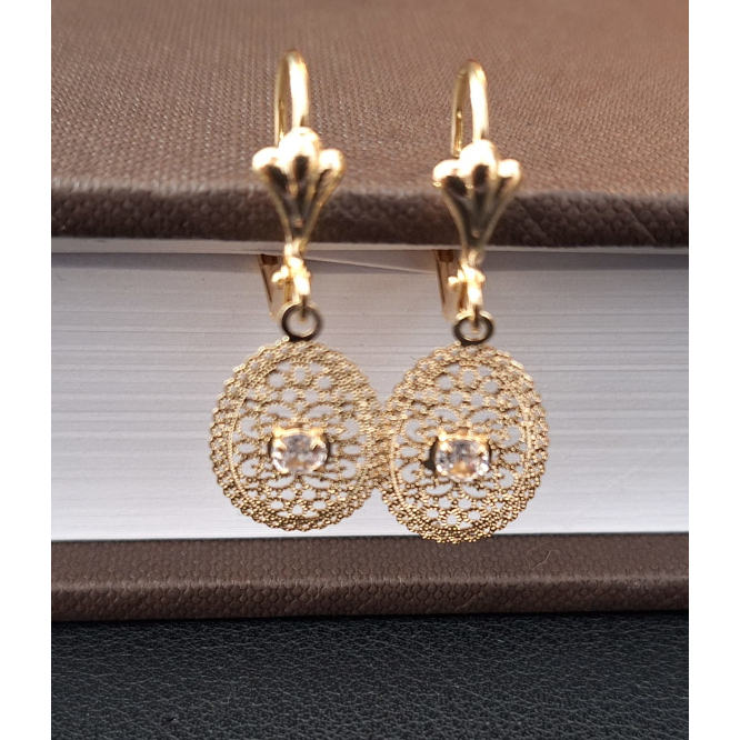 Cercei placati cu aur model dantela [6]