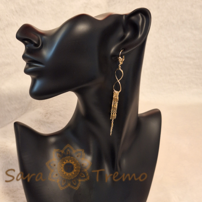 Cercei Placați Lungi cu Semnul Infinitului și Lănțișoare, 9 cm - Eleganță și Stil [2]