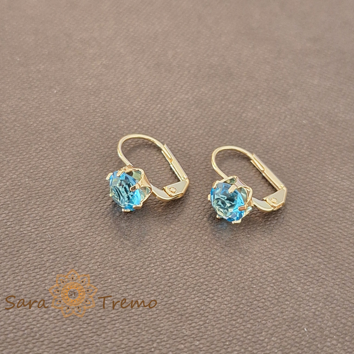 Cercei Regina Valurilor – Cristale bleu placati aur 18K Brazilia [1]