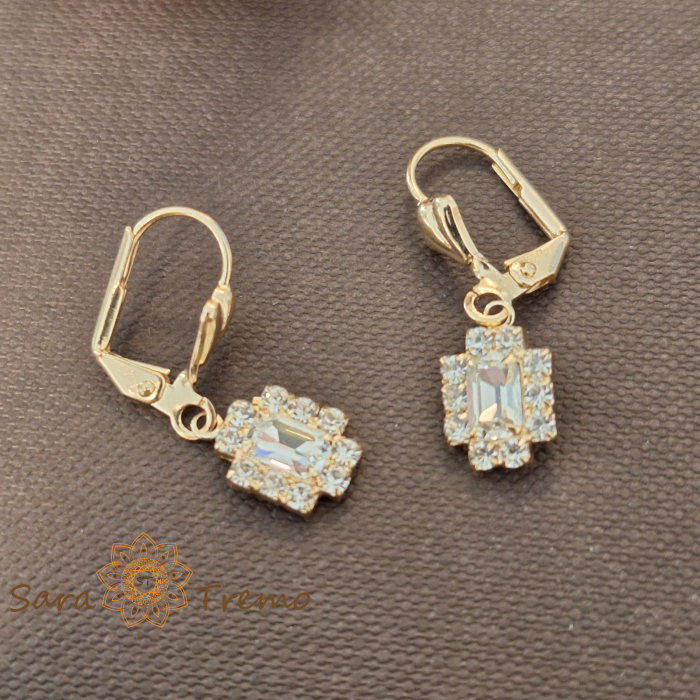 Cercei Regina Diamantelor – Cristale albe placati aur 18K Brazilia [2]