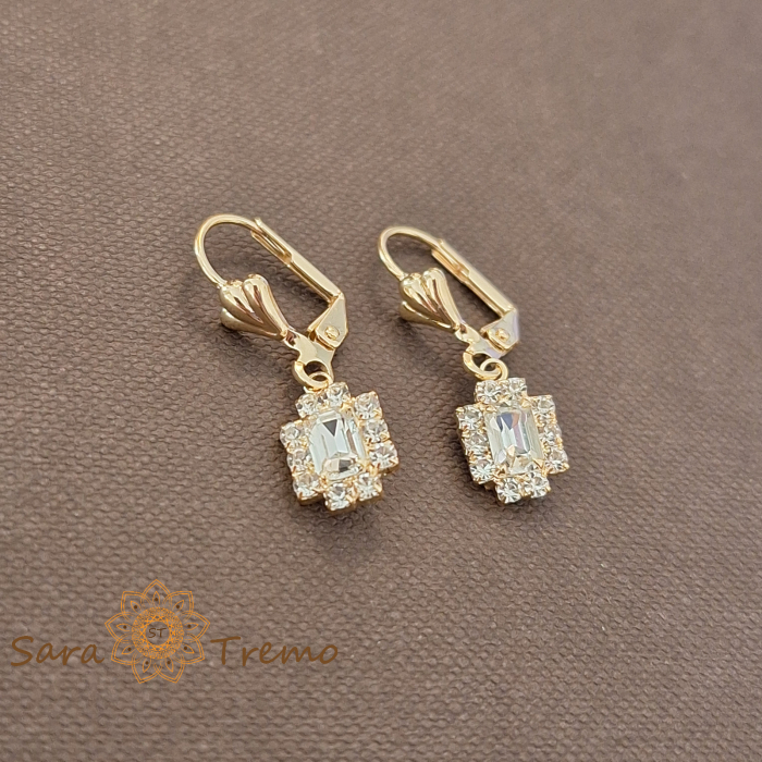 Cercei Regina Diamantelor – Cristale albe placati aur 18K Brazilia [1]