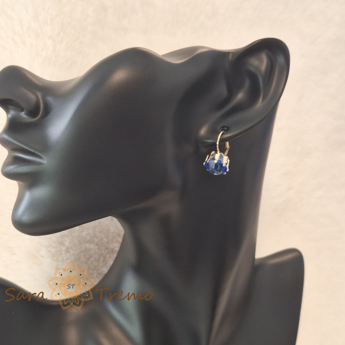 Cercei "Safir Regal" cu cristale zirconia, placati cu aur [5]