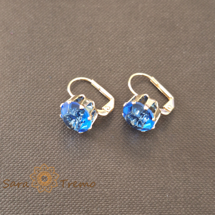 Cercei "Safir Regal" cu cristale zirconia, placati cu aur [1]