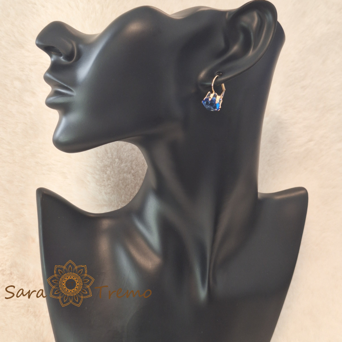 Cercei "Safir Regal" cu cristale zirconia, placati cu aur [4]
