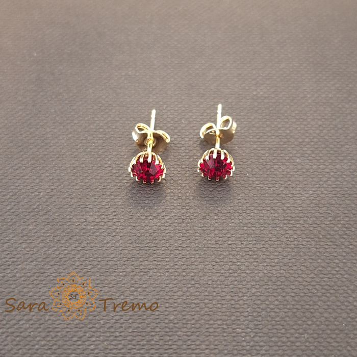 Cercei Regina Rubini Mini – Cristale rosii placati aur 18K Brazilia [2]